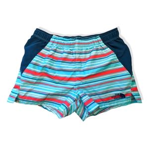 The North Face Girl's Running Short Y Small 7/8 Pink, Navy & Light Blue Stripes